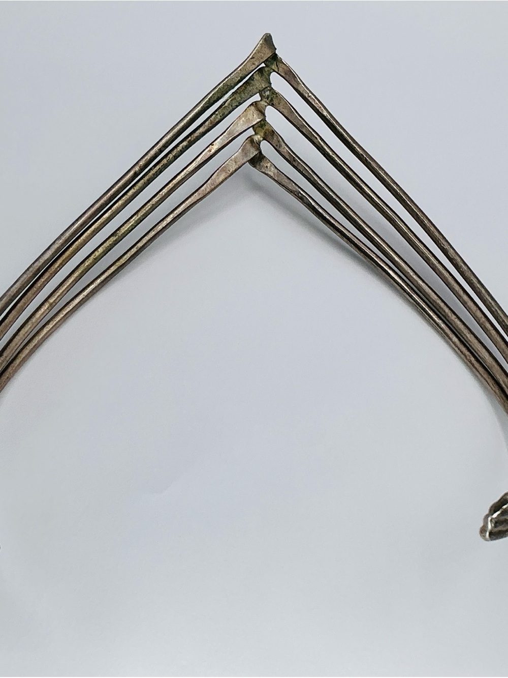 Vintage Necklace Silver Metal Collar Choker Chevron Twisted Metal Brutalist V - Picture 6 of 13